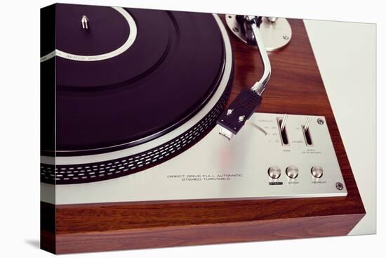 Stereo Turntable Vinyl Record Player Analog Retro Vintage Top View-Viktorus-Premier Image Canvas