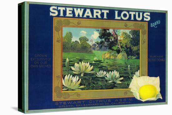 Stewart Lotus Lemon Label - Upland, CA-Lantern Press-Stretched Canvas