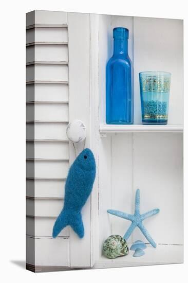 Still Life, Blue, Turquoise, Bottle, Glass, Starfish, Seashells, Fish-Andrea Haase-Premier Image Canvas