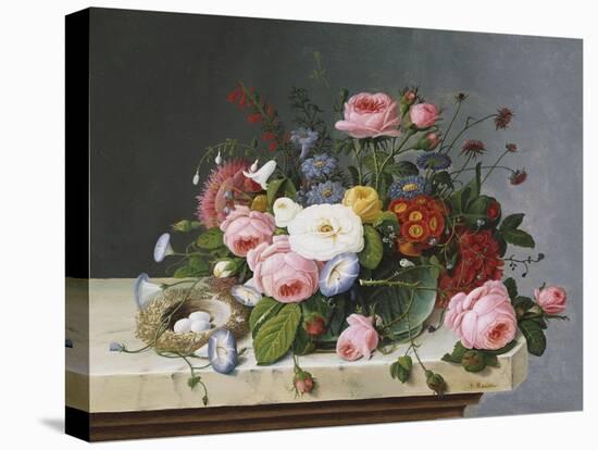 Still Life: Flowers on a Marble Topped Table-Eug?ne Boudin-Premier Image Canvas
