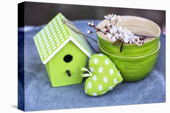Still Life, Green, Bird Houses, Heart, Bowl, Cherry Blossoms-Andrea Haase-Premier Image Canvas