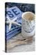 Still Life, Maritime, Blue, Starfish, Material, Text, Wooden Piece, Coffee Cup-Andrea Haase-Premier Image Canvas