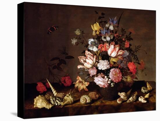 Still Life of a Vase of Flowers with Shells-Balthasar van der Ast-Premier Image Canvas