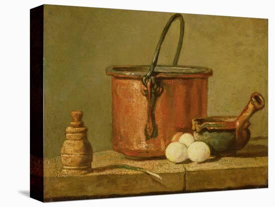 Still Life of Cooking Utensils, Cauldron, Frying Pan and Eggs-Jean-Baptiste Simeon Chardin-Premier Image Canvas