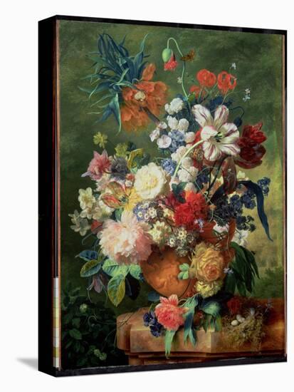 Still Life of Flowers and a Bird's Nest on a Pedestal-Jan van Huysum-Premier Image Canvas