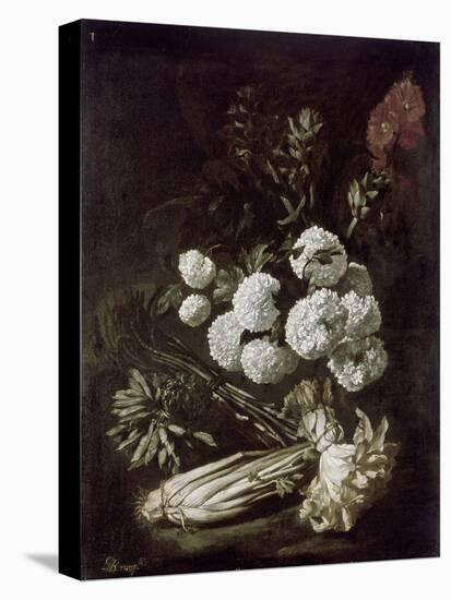 Still Life of Flowers and Vegetables, 17th Century-Giovanni-Battista Ruoppolo-Premier Image Canvas
