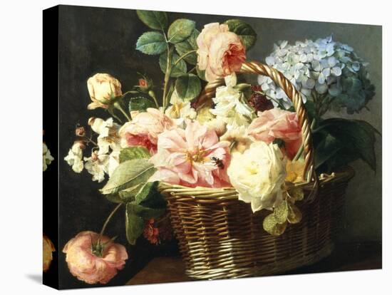 Still Life of Flowers in a Basket-Antoine Berjon-Premier Image Canvas