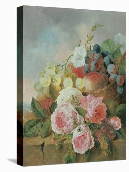 Still Life of Fruit and Roses on a Ledge-Edward Ladell-Premier Image Canvas