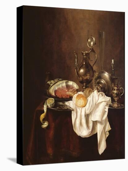 Still Life of Ham and Silver Plate-Willem Claesz Heda-Premier Image Canvas