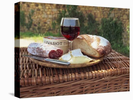Still Life of Picnic Lunch on Top of a Wicker Basket, in the Dordogne, France-Michael Busselle-Premier Image Canvas