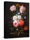 Still Life of Roses, a Carnation, Convolvulus and a Tulip in a Glass Vase-Nicolaes van Veerendael-Premier Image Canvas