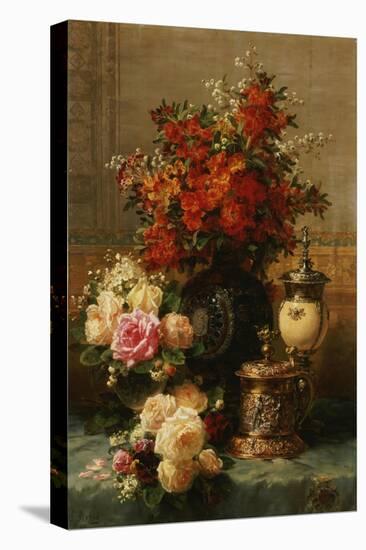 Still Life of roses and other flowers-Jean Baptiste Robie-Premier Image Canvas