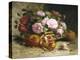 Still Life of Roses and Pomegranates-Eugene Henri Cauchois-Premier Image Canvas