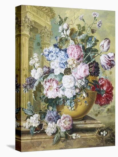 Still Life of Roses, Delphiniums and Tulips-Jacobus Linthorst-Premier Image Canvas