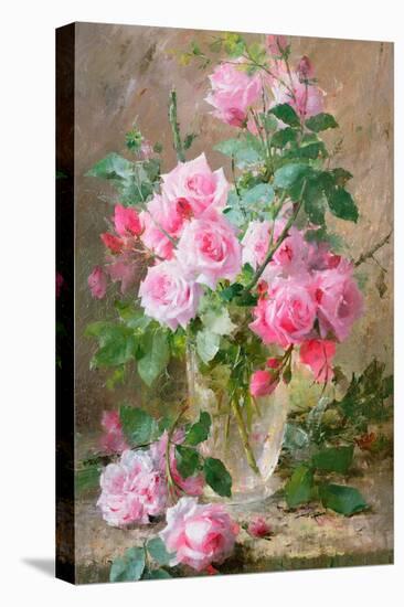 Still Life of Roses in a Glass Vase-Frans Mortelmans-Premier Image Canvas