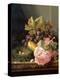 Still Life, Roses, Fruit and Bird's Nest-Edward Ladell-Premier Image Canvas