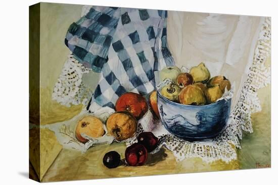 Still Life with a Blue Bowl, Apples, Pears, Textiles and Lace-Joan Thewsey-Premier Image Canvas