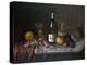 Still Life with a Bottle of Champagne and Two Glasses, with Various Fruit-null-Premier Image Canvas