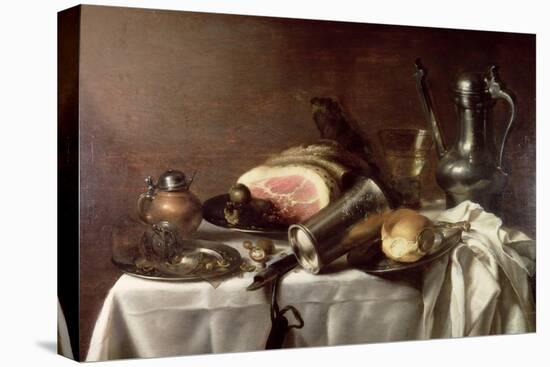Still Life with a Ham-Pieter Claesz-Premier Image Canvas