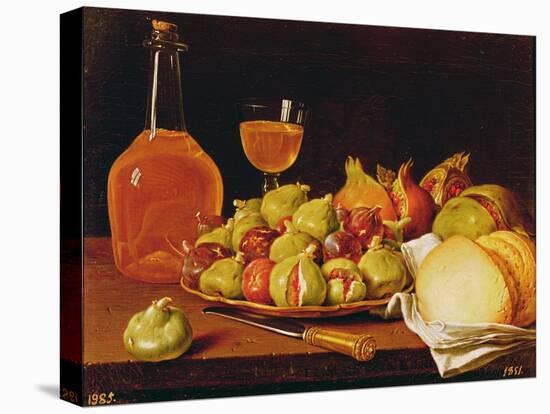 Still Life with a Plate of Figs and Pomegranates, Bread and Wine-Luis Egidio Melendez-Premier Image Canvas