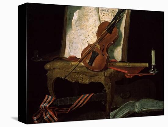 Still Life with a Violin, 19th Century-Pierre Justin Ouvrie-Premier Image Canvas