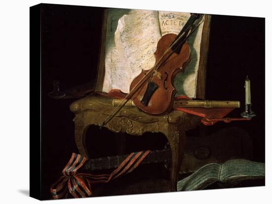 Still Life with a Violin, 19th Century-Pierre Justin Ouvrie-Premier Image Canvas