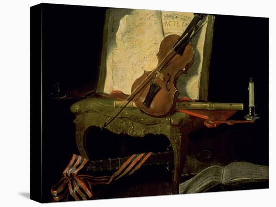 Still Life with a Violin-Jean-Baptiste Oudry-Premier Image Canvas