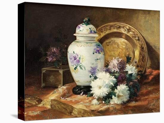 Still Life with an Urn and Mums-Eugene Henri Cauchois-Premier Image Canvas