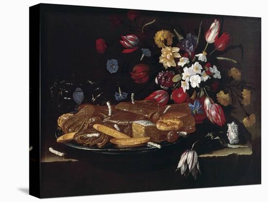 Still Life with Bread, Biscuits and Flowers-Giuseppe Recco-Premier Image Canvas