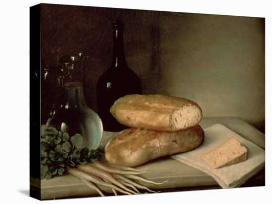 Still Life with Bread, Cheese and a Flagon of Wine-Claude Joseph Fraichot-Premier Image Canvas