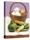 Still Life with Courgettes, Rondini and Egg Basket-null-Premier Image Canvas