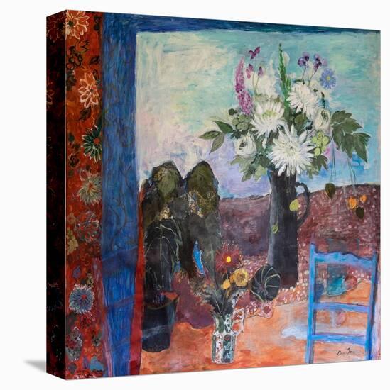 Still Life with Flowers and a Blue Chair, 2019 (Acrylic)-Ann Oram-Premier Image Canvas
