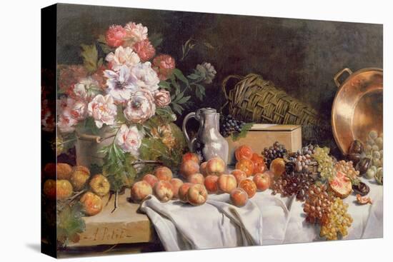 Still Life with Flowers and Fruit on a Table-Alfred Petit-Premier Image Canvas