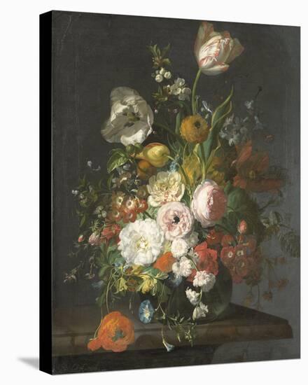 Still Life with Flowers in a Glass Vase-Rachel Ruysch-Stretched Canvas