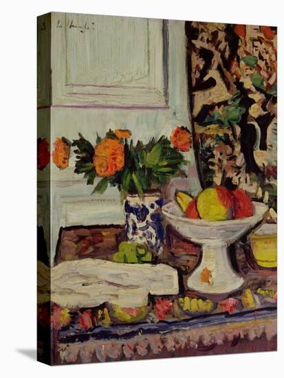 Still Life with Fruit and Marigolds in a Chinese Vase, c.1928-George Leslie Hunter-Premier Image Canvas