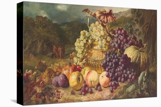 Still Life with Fruit in a Landscape, a Hunting Party Beyond, 1859-George Lance-Premier Image Canvas
