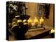 Still Life with Lighted Candles and Bowl of Lemons in Coffee Shop, Tallinn, Estonia-Nancy & Steve Ross-Premier Image Canvas