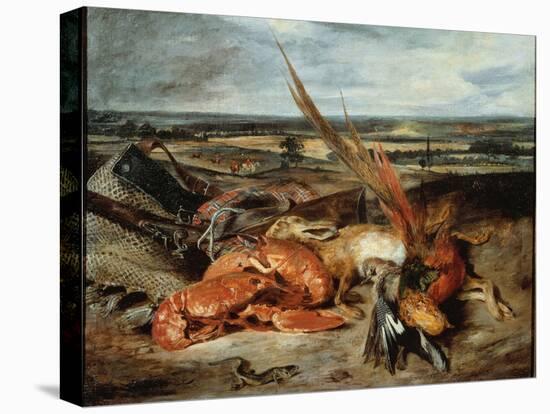 Still Life with Lobster and Trophies of Hunting and Fishing - Oil on Canvas, 1827-Ferdinand Victor Eugene Delacroix-Premier Image Canvas