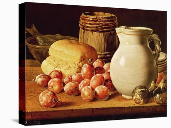 Still Life with Plums, Figs, Bread and Fish-Luis Egidio Melendez-Premier Image Canvas