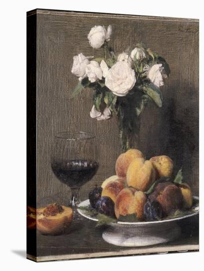 Still Life with Roses, Fruit and a Glass of Wine, 1872-Ignace Henri Jean Fantin-Latour-Premier Image Canvas