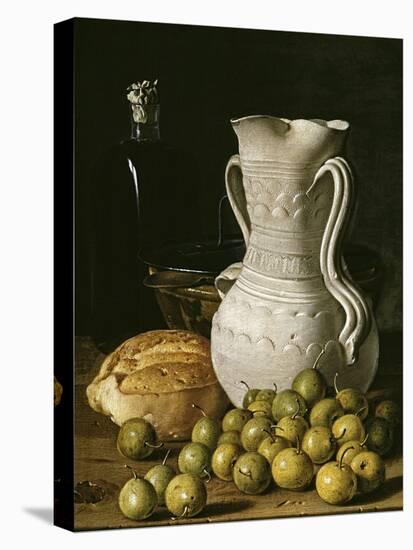 Still Life with Small Pears, Bread, White Pitcher, Glass Bottle, and Earthenware Bowl, 1760-Luis Egidio Meléndez-Premier Image Canvas