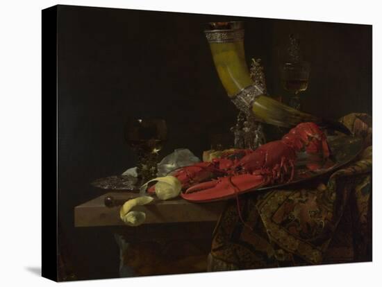 Still Life with the Drinking-Horn of the Saint Sebastian Archers' Guild, Lobster and Glasses-Willem Kalf-Premier Image Canvas