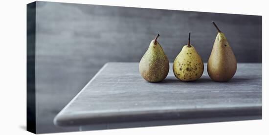 Still Life with Three Autumn Pears on an Old Table-Barbara Dudzinska-Premier Image Canvas