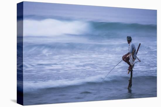 Stilt Fishing, a Stilt Fisherman in the Waves at Midigama Near Weligama, South Coast-Matthew Williams-Ellis-Premier Image Canvas