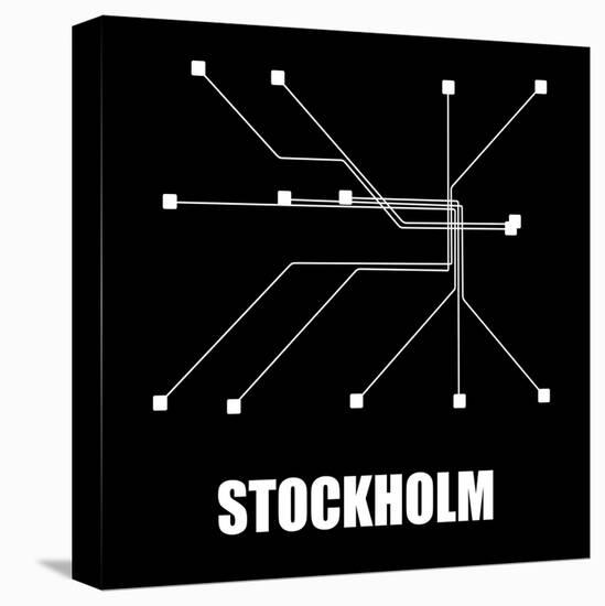 Stockholm Black Subway Map-null-Stretched Canvas