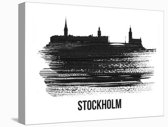 Stockholm Skyline Brush Stroke - Black II-NaxArt-Stretched Canvas