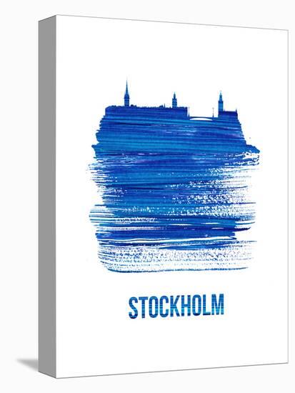 Stockholm Skyline Brush Stroke - Blue-NaxArt-Stretched Canvas