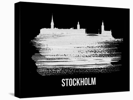 Stockholm Skyline Brush Stroke - White-NaxArt-Stretched Canvas