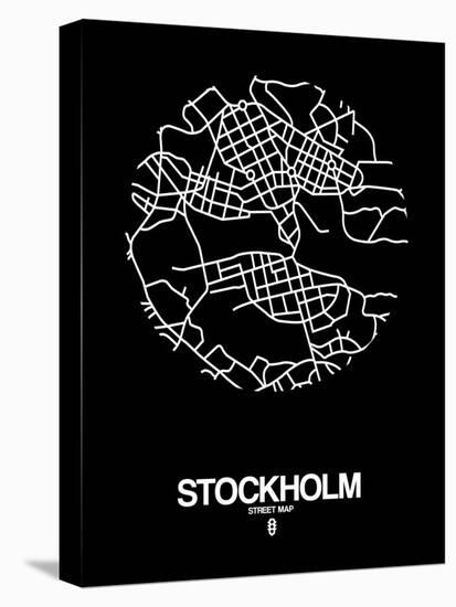 Stockholm Street Map Black-null-Stretched Canvas