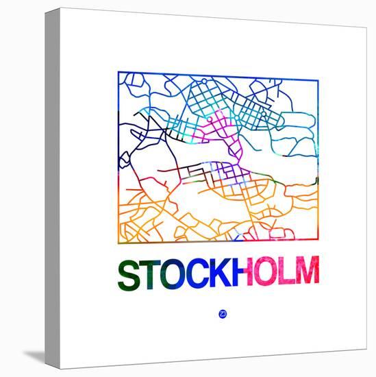 Stockholm Watercolor Street Map-NaxArt-Stretched Canvas